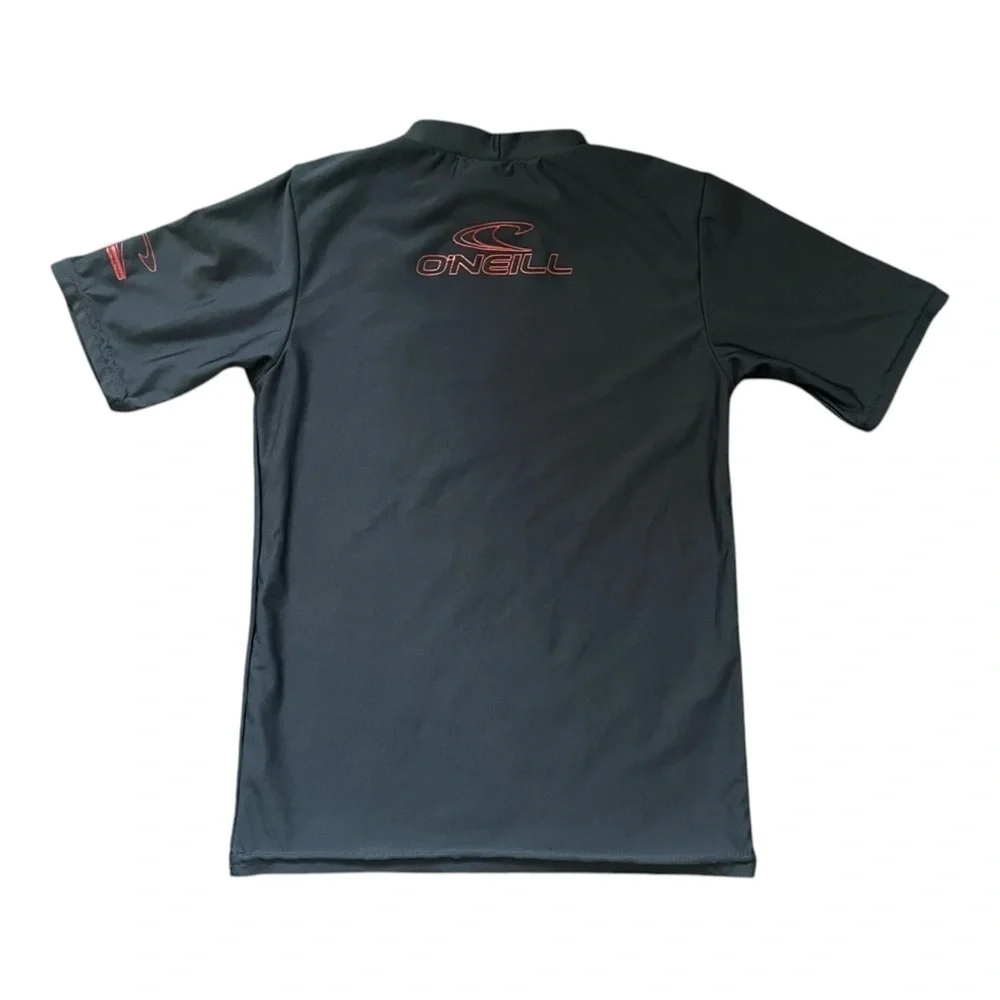 O'Neill activewear swim shirt Boys 6 slim fit black logo monk neck line